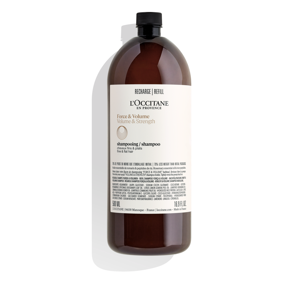 Eco Refill shampoo fuerza y volumen aromacología 500ml | L'Occitane CO