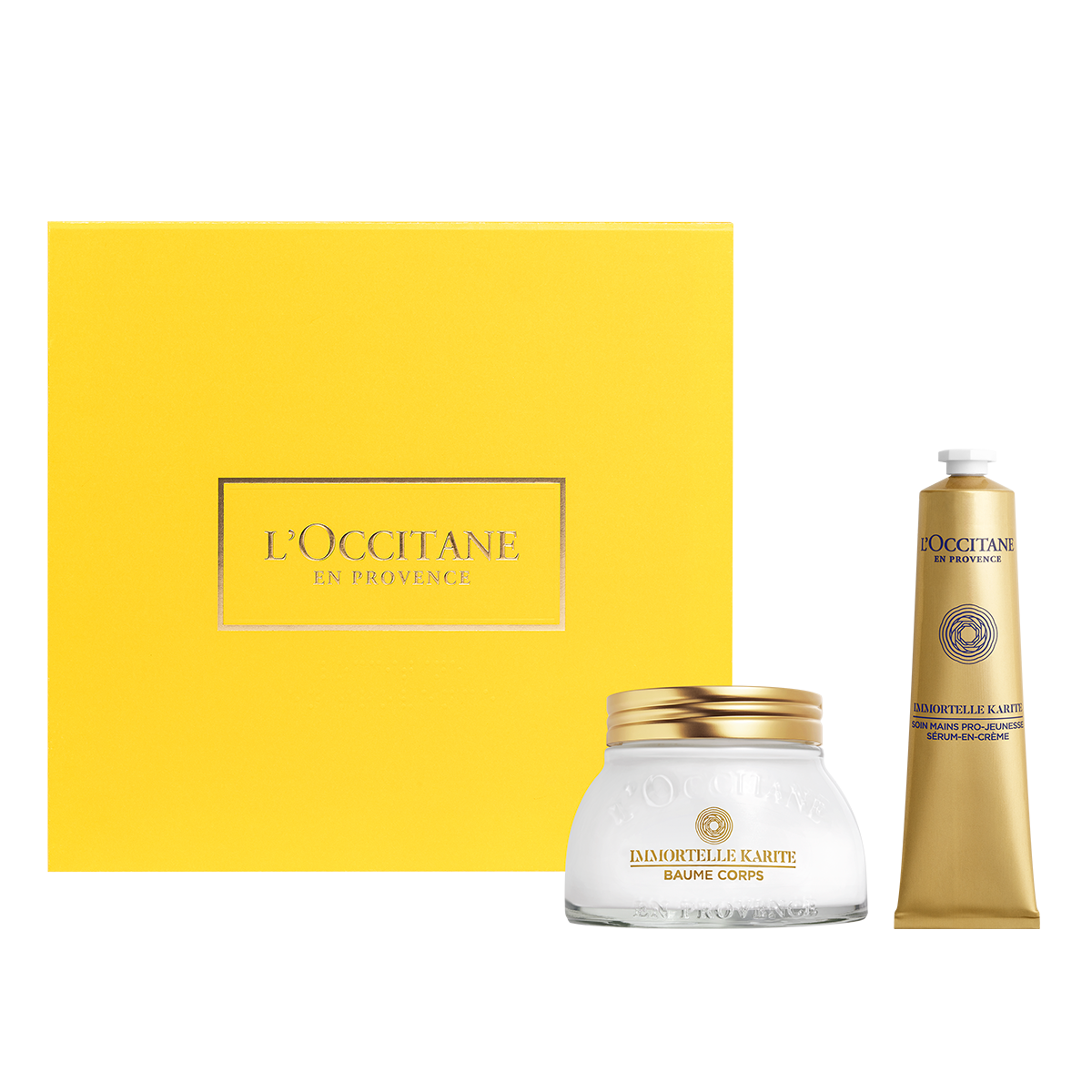Dúo Bálsamo aterciopelado corporal y Sérum para manos Immortelle Karité