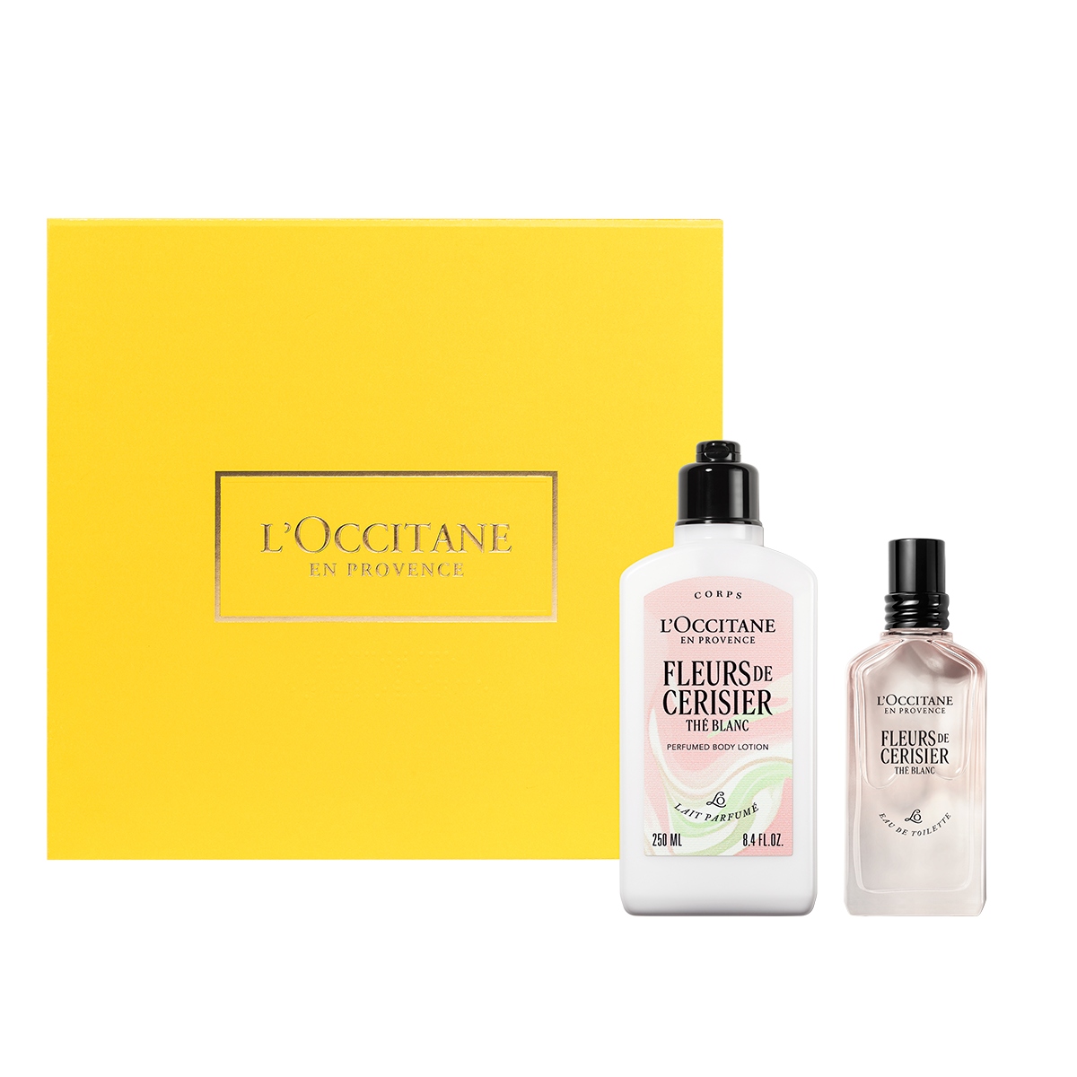 Dúo Leche Corporal y Perfume Flor de Cerezo y Té Blanco