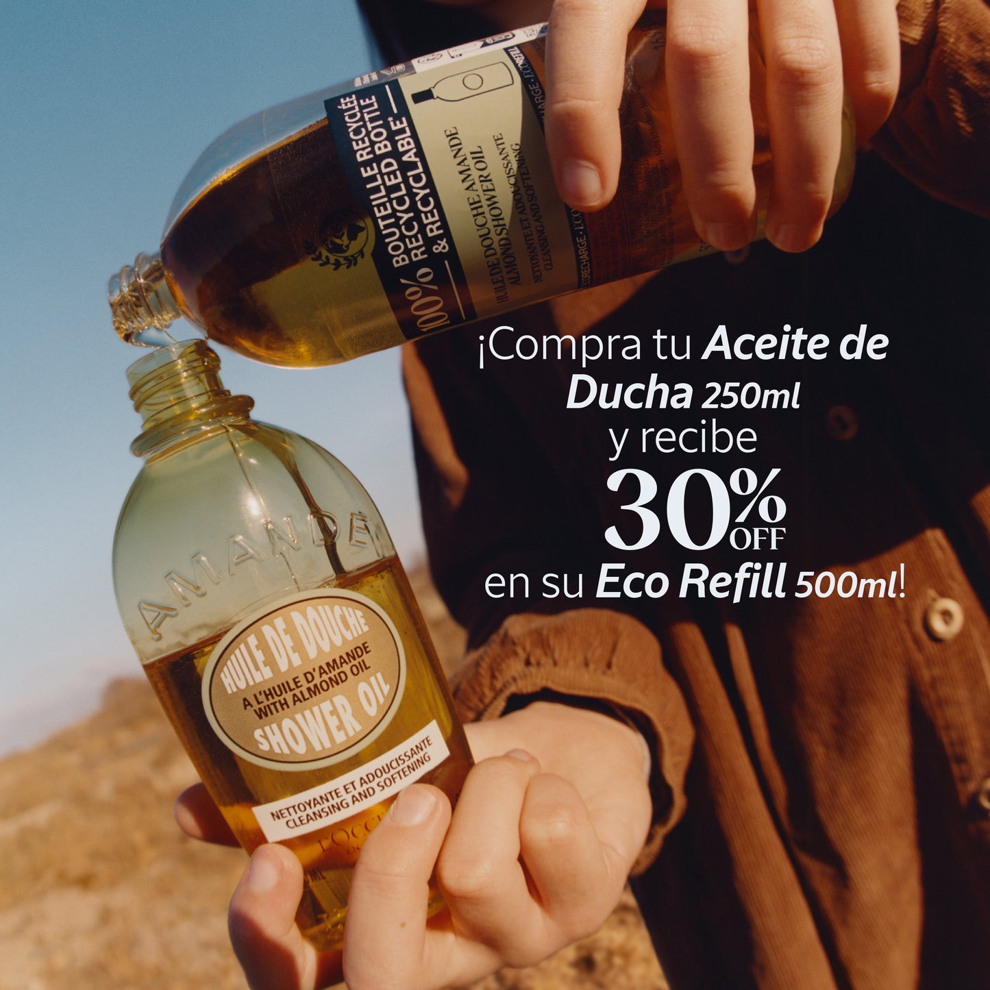 Dúo Aceite de Ducha de Almendras 250ml y lleva Eco Refill con el 30%OFF