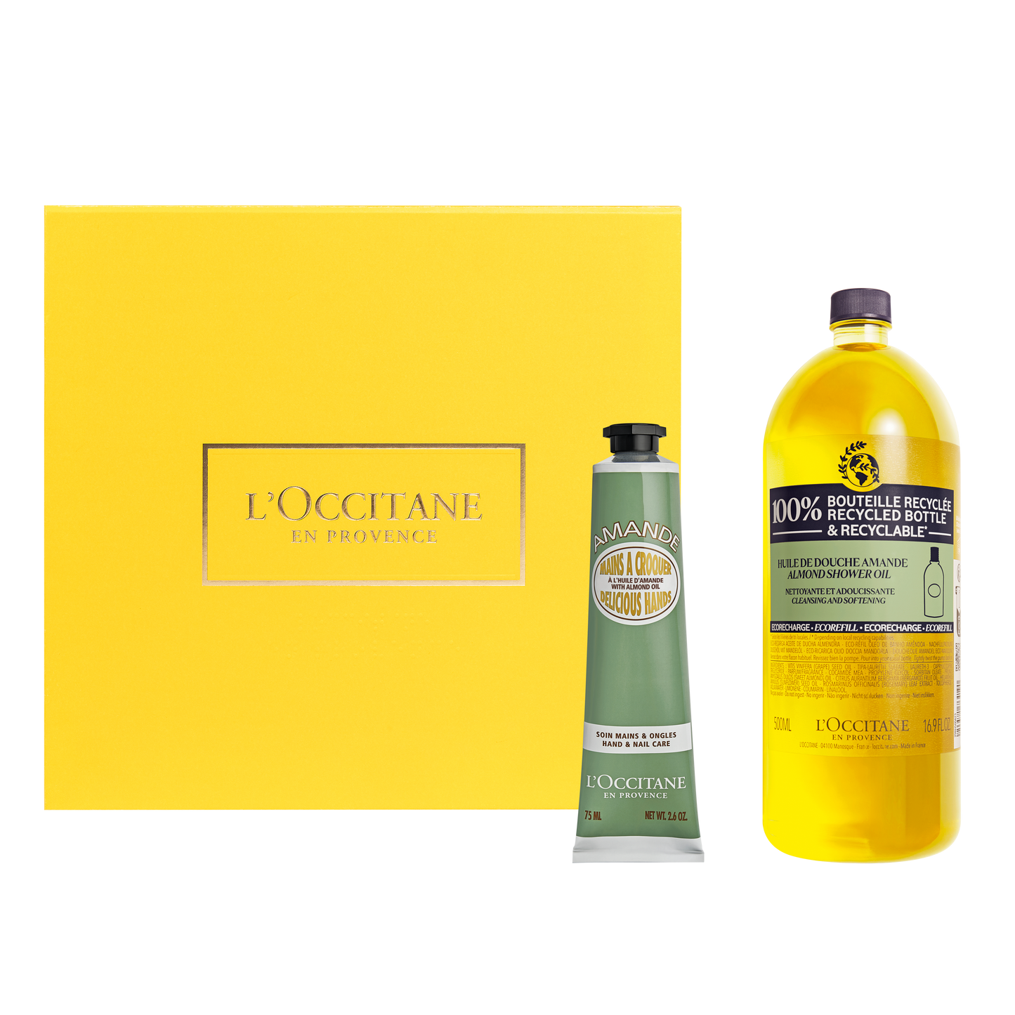 Dúo Eco Refill Aceite de Ducha de Almendras + Crema para Manos de Almendras 75ml