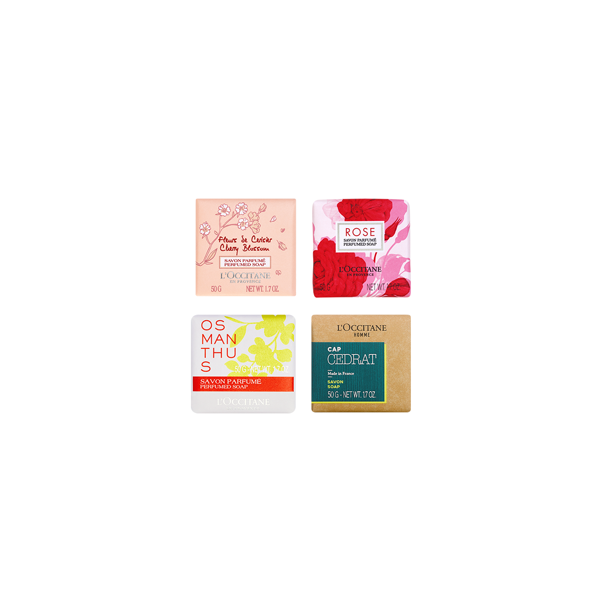 Jabón sólido Flor de Cerezo, Rosa y Cap Cédrat + Jabón Sólido Osmanthus GRATIS