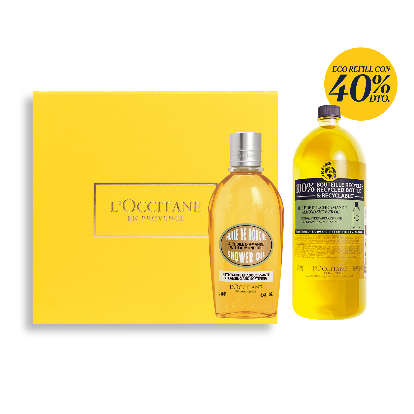 Aceite de Ducha de Almendras 250ml y lleva Eco Refill con el 40%OFF