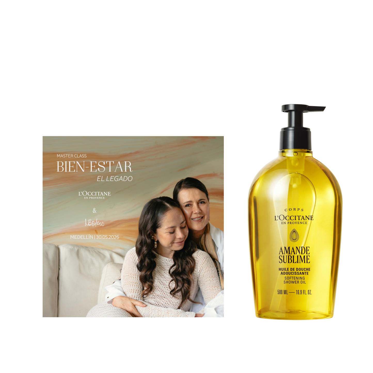 Master Class y Aceite de Ducha Suavizante Almendra Sublime 500ml | Favorito Naty Botero