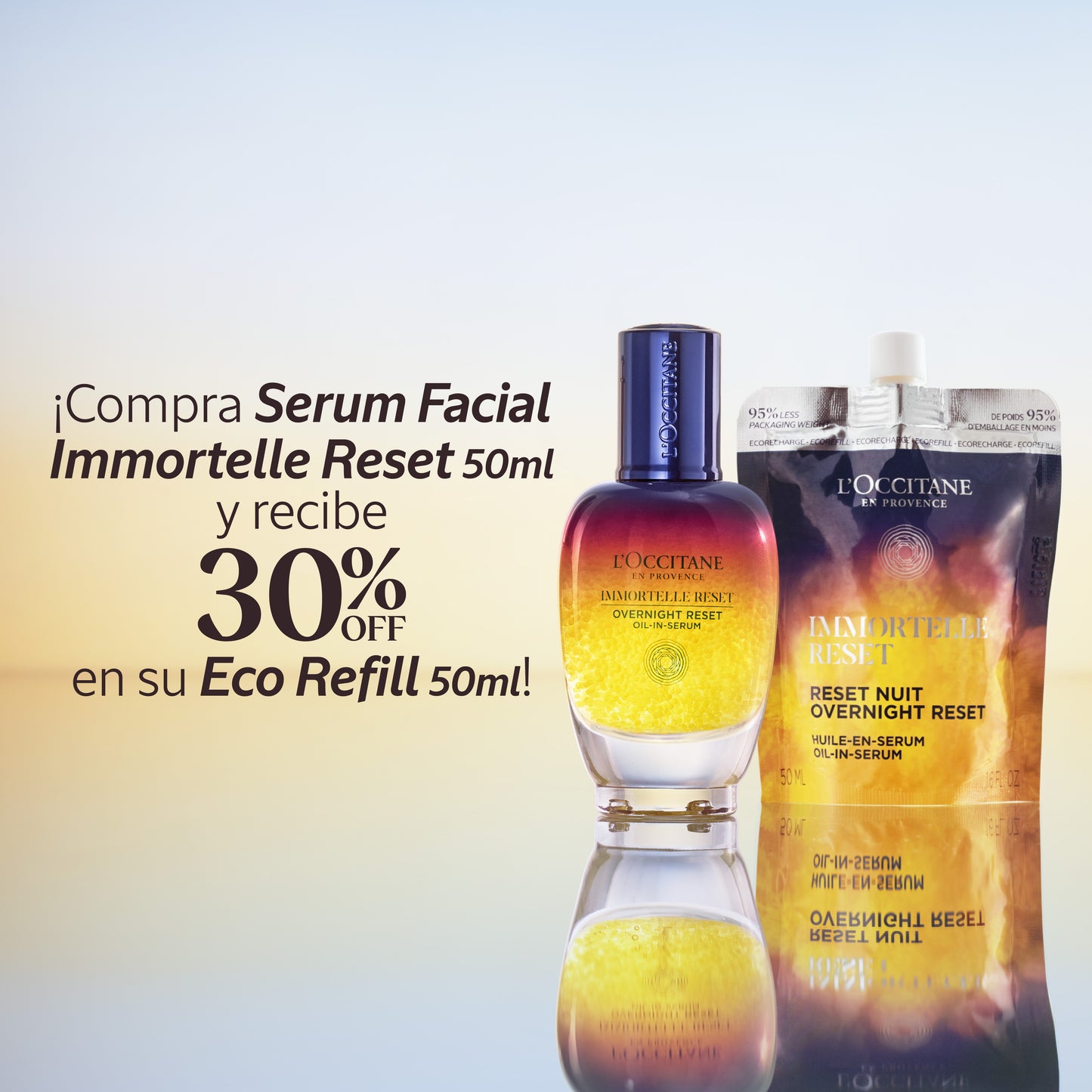 Dúo Sérum Facial Immortelle Reset 50ml y lleva Eco Refill con el 30%OFF