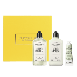 Ritual Corporal: Chêne Minéral (Roble Mineral): Gel de Ducha, Leche Corporal & Crema para manos 30ml