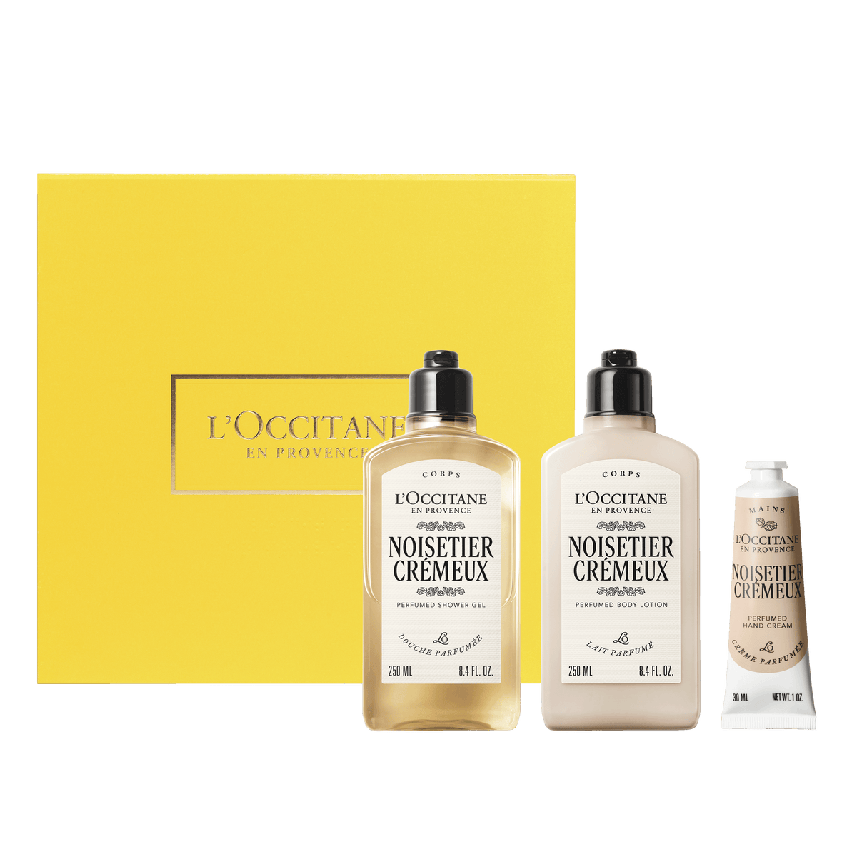 Ritual Corporal: Noisetier Crémeux (Avellana Cremosa): Gel de Ducha, Leche Corporal & Crema para manos 30ml