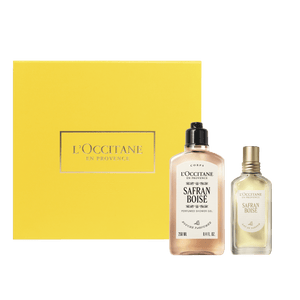 Dúo Safran Boisé (Azafrán Amaderado):  Perfume 50ml & Gel de Ducha 250ml