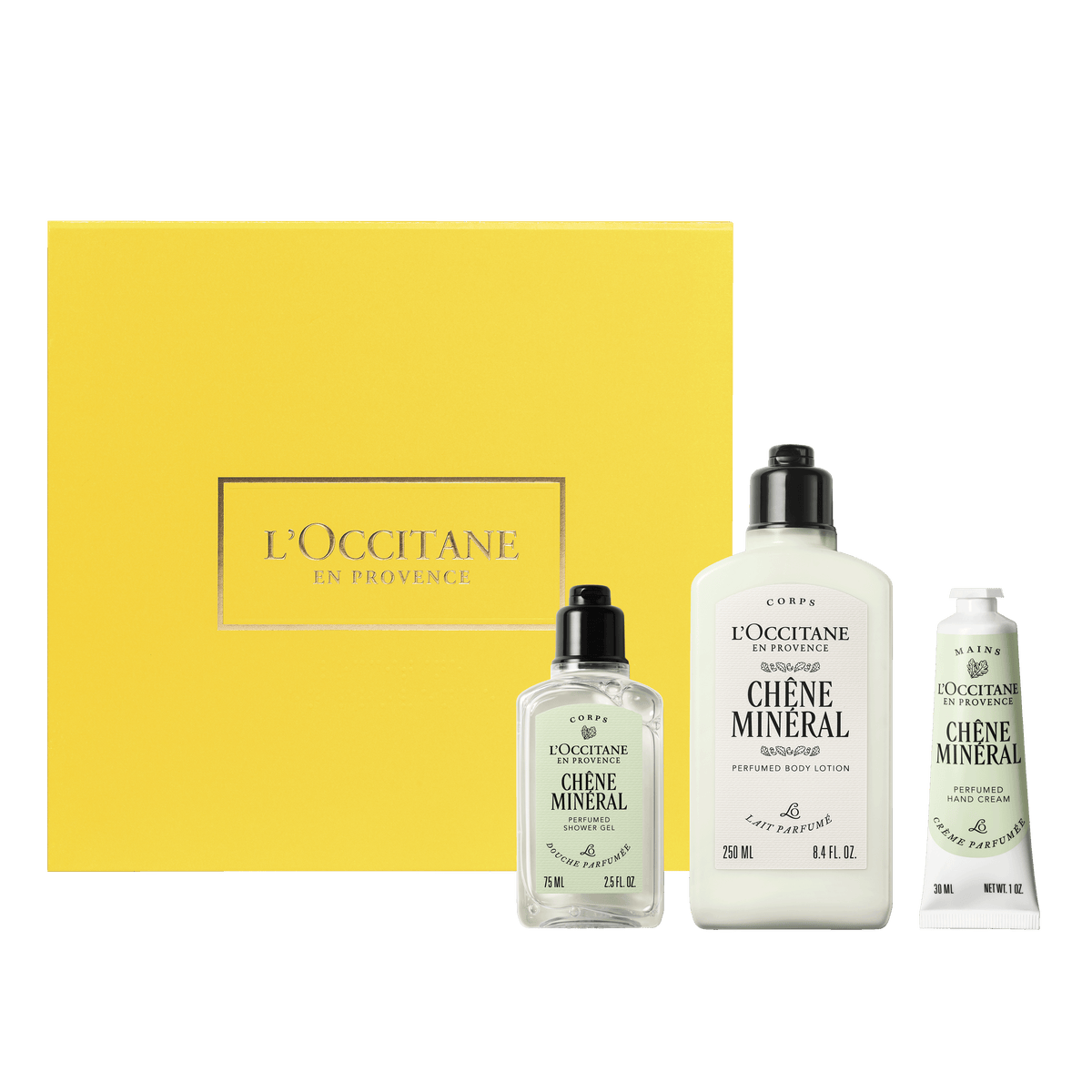 Ritual Corporal Chêne Minéral (Roble Mineral): Gel de Ducha, Leche Corporal  & Crema para manos