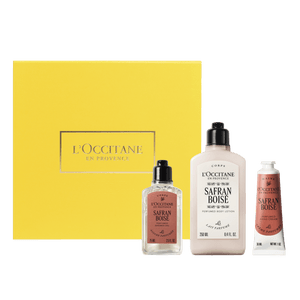 Ritual Corporal Safran Boisé (Azafrán Amaderado):  Gel de Ducha, Leche Corporal  & Crema para manos
